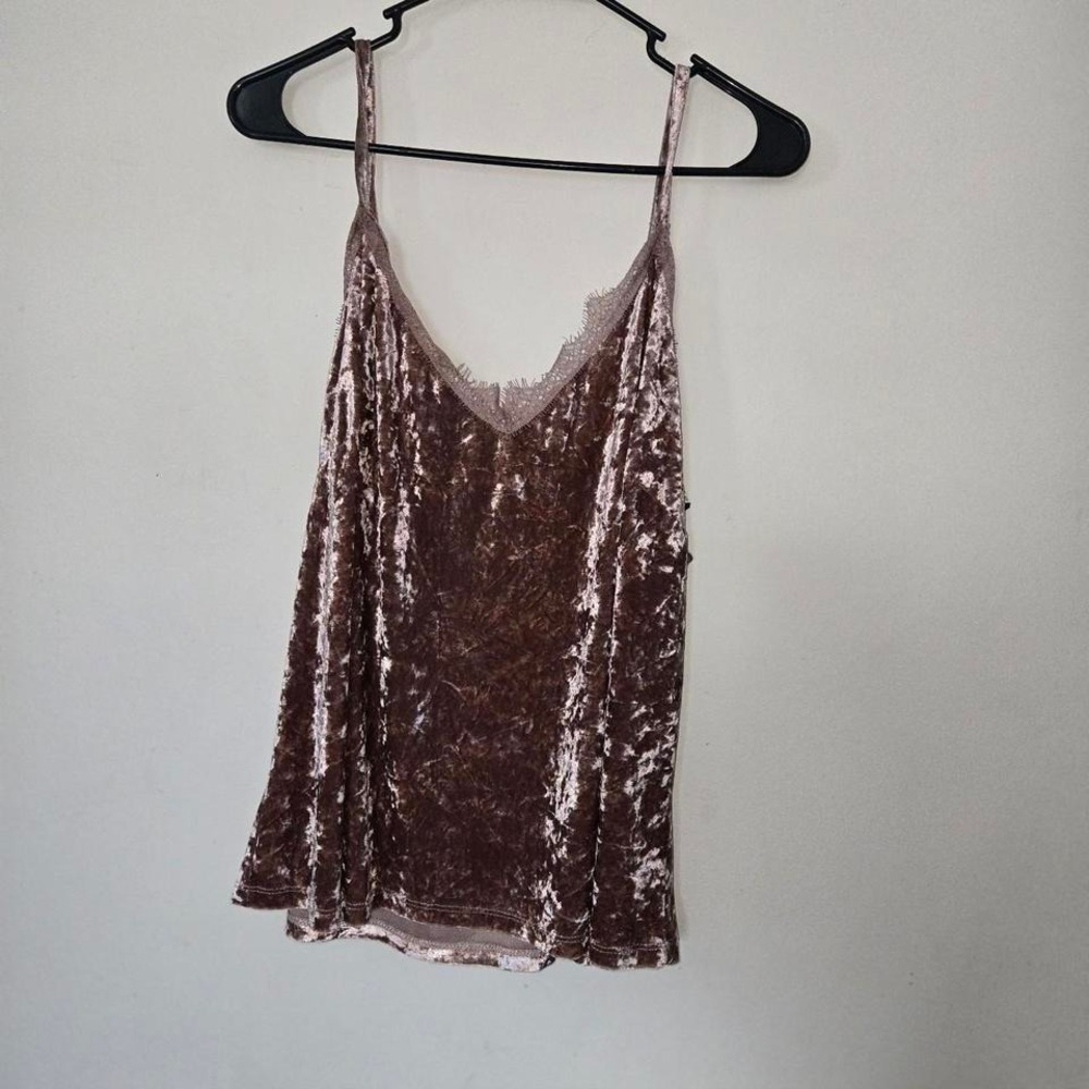 Forever 21 Romantic Feminine brown velvet lace cami top Size 3XL